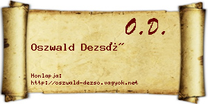 Oszwald Dezső névjegykártya